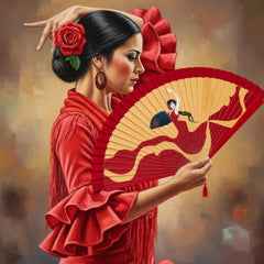 Hand-Painted Spanish Fan -- Flamenco
