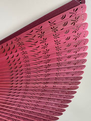 Details of a red touqing bamboo fan