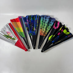 Set of 5 clacking fans, perfect as dance props for raves, line dancing, and routines like “Boots on the Ground”.