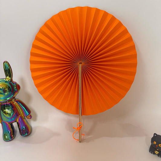 Handheld Handcrafted Round Shape Paper Folding Fan