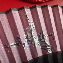 Chinese folding fan surface pattern details: plum blossoms