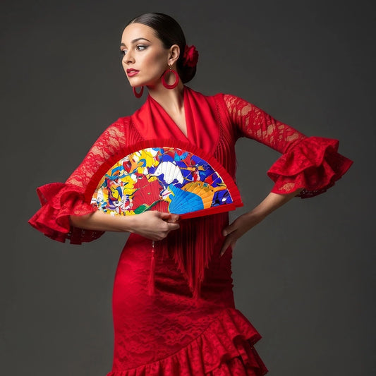 Hand-painted Spanish Fan -- Rhapsody in Hue