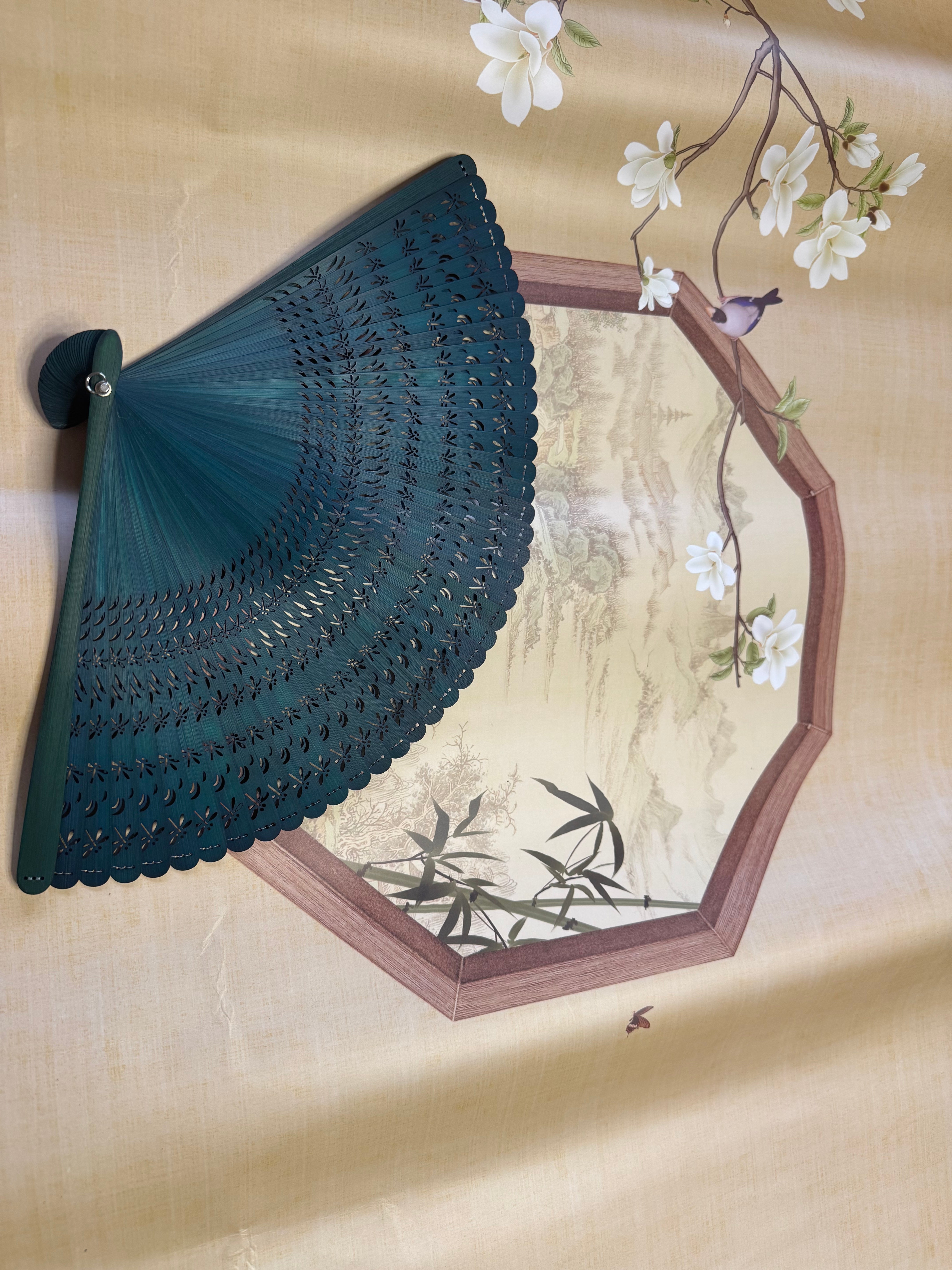 Bamboo touqing dragonfly carved fan