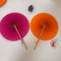 Handheld Handcrafted Round Shape Paper Folding Fan
