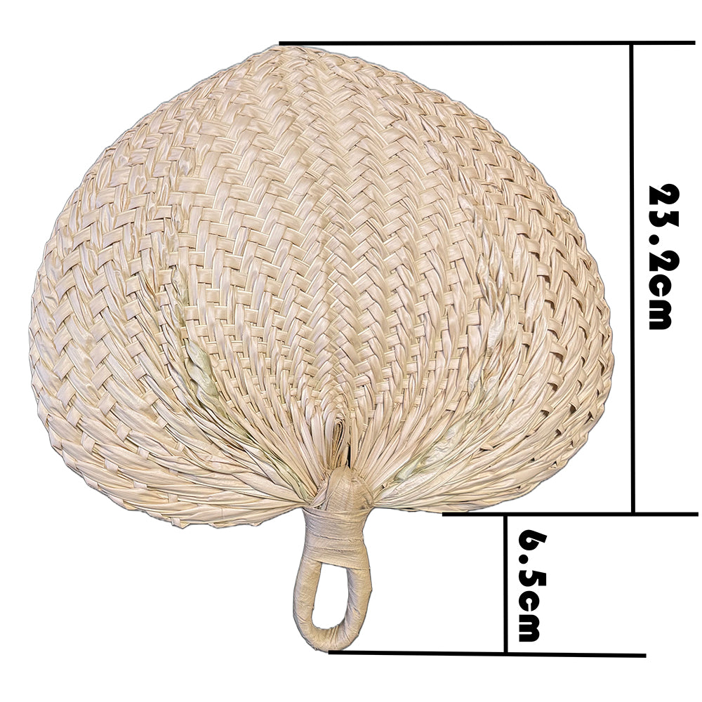 A palm leaf fan with size number on the side