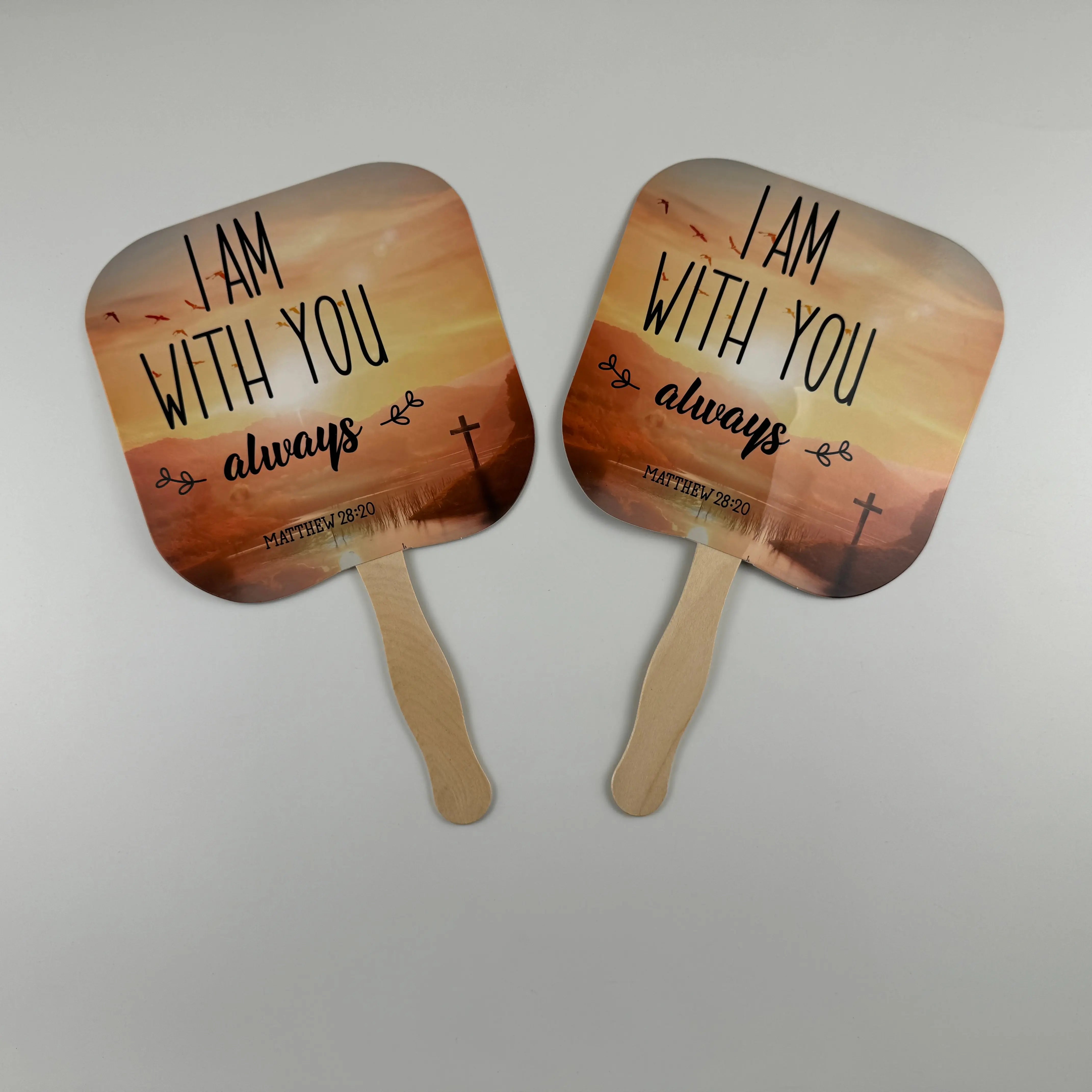 2 elegant church fans arranged on a clean white background. Ideal for worship services, weddings, funerals, Bible studies, and other church gatherings.