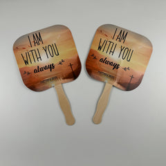 2 elegant church fans arranged on a clean white background. Ideal for worship services, weddings, funerals, Bible studies, and other church gatherings.