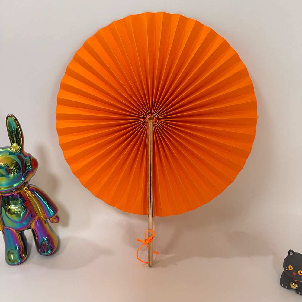 Handheld Handcrafted Round Shape Paper Folding Fan